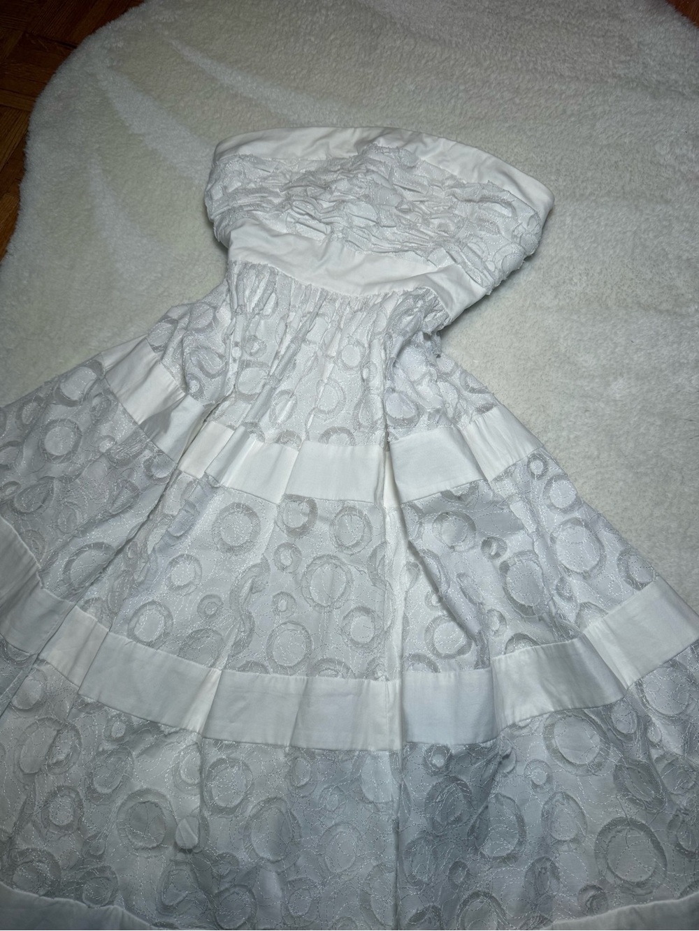 Jessica Simpson White Strapless Embroidered Midi Dress | Size S (US 4) - Picture 4 of 9